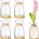 4 Sets Hyacinth Glass Vase with Bamboo Coaster Rope Hyacinth Avocado Growing Bud Vase Decorative Glass Flower Vases for Centerpieces Bulb Forcing Plant Containers Home Office Table Decoration