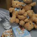 Lenwen 6 Sets Baby Letter Boxes Decorations Table Centerpieces for Baby Shower Gender Reveal,Bear Stuffed Animals Balloon with Stand Plush Toy Boxes for Birthday Party Wedding (Blue,Brown)