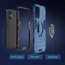 for Oneplus Nord N30 5G Case with 2 Pack Tempered Glass Screen Protector for 1+ Nord N30 5G, Full Protective Case with Metal Ring Magnetic Support Kickstand for Oneplus Nord N30 Blue