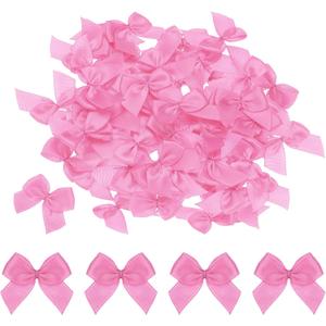 MECCANIXITY 100Pcs Mini Ribbon Bow 1" Mini Fabric Satin Ribbon Flower Bows for Craft DIY Sewing Wedding Birthday Party Gift Wrap Bows Rose Red