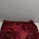 R.Vivimos Women's Sparkly Sequin Party Dress Fall Winter Short Sleeve Crew Neck Velvet Loose Elegant Backless Mini Dress (L, Wine Red)