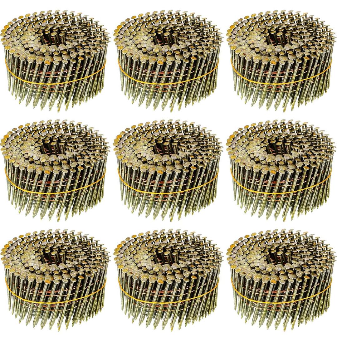 Hotop 3600 Count Siding Nails, 15-degree Wire Collated Coil Siding Nails, Full Round Head Mild Steel Nail for Sheathing Decking Fencing Attachment Replacement Parts(1 1/2 Inch)