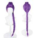 Dark Purple Long Braided Cosplay Wig, Heat Resistant Anime Hair