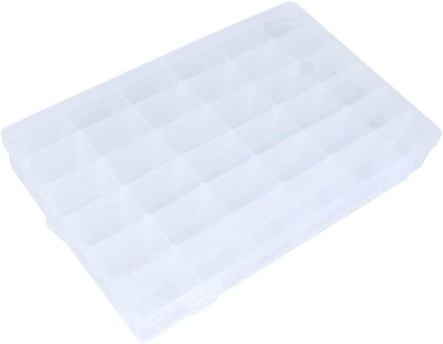 2Pcs Clear Visible Plastic Storage Box- Rectangular Storage Box, Suitable For Beads, Screws Hardware Accessories Organizer Box Art DIY, Crafts, Jewelry, Fishing Tackle, With Label Stickers (36Grids) (36Grids-2)