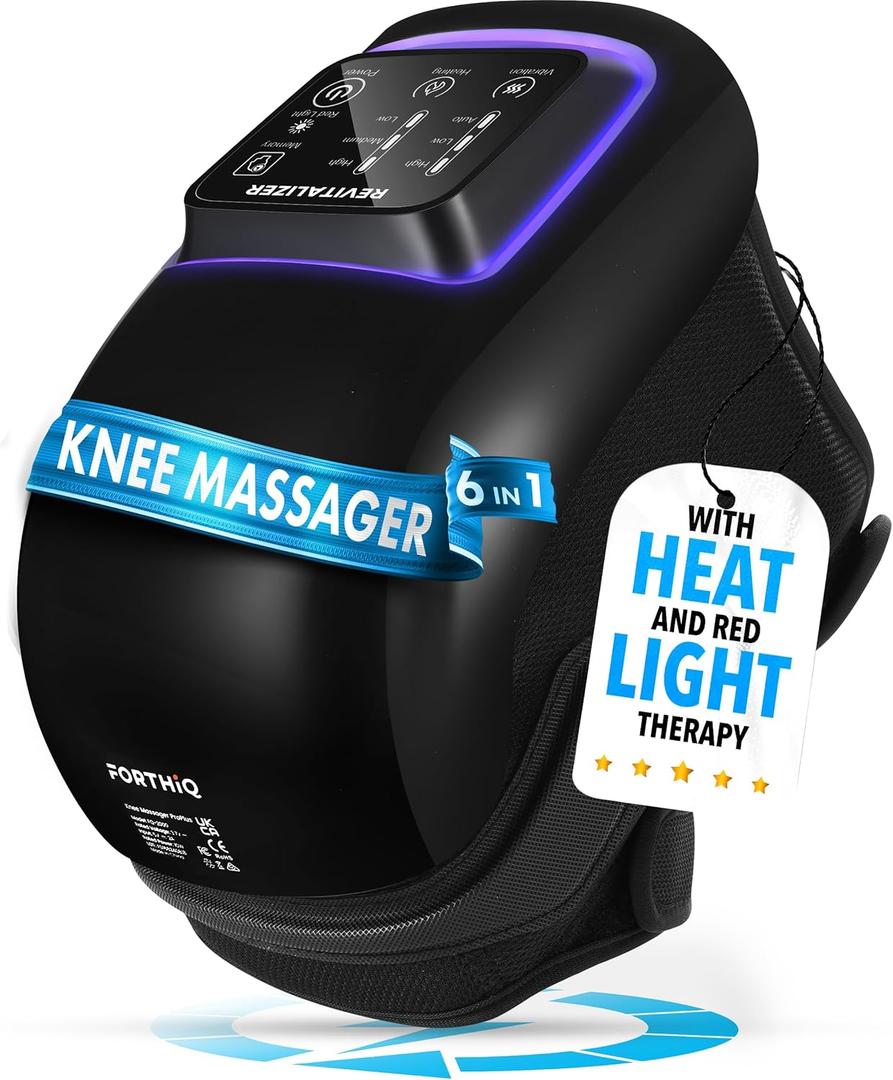 FORTHiQ Knee Massager Pro+ for Pain Relief with Heat and Dual Red Light Therapy, Adjustable Straps, Memory Function, Relax Tight Muscles, Ideal Gift for Men & Women, FSA-HSA Eligible