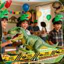 Nuanchu 2 Rolls 3'' x 98 Feet Dino Dig Site Caution Tape Decorations Dinosaur Theme Party Supplies Favors for Kids Classroom Room Birthday Party Decoration(No Stickiness)