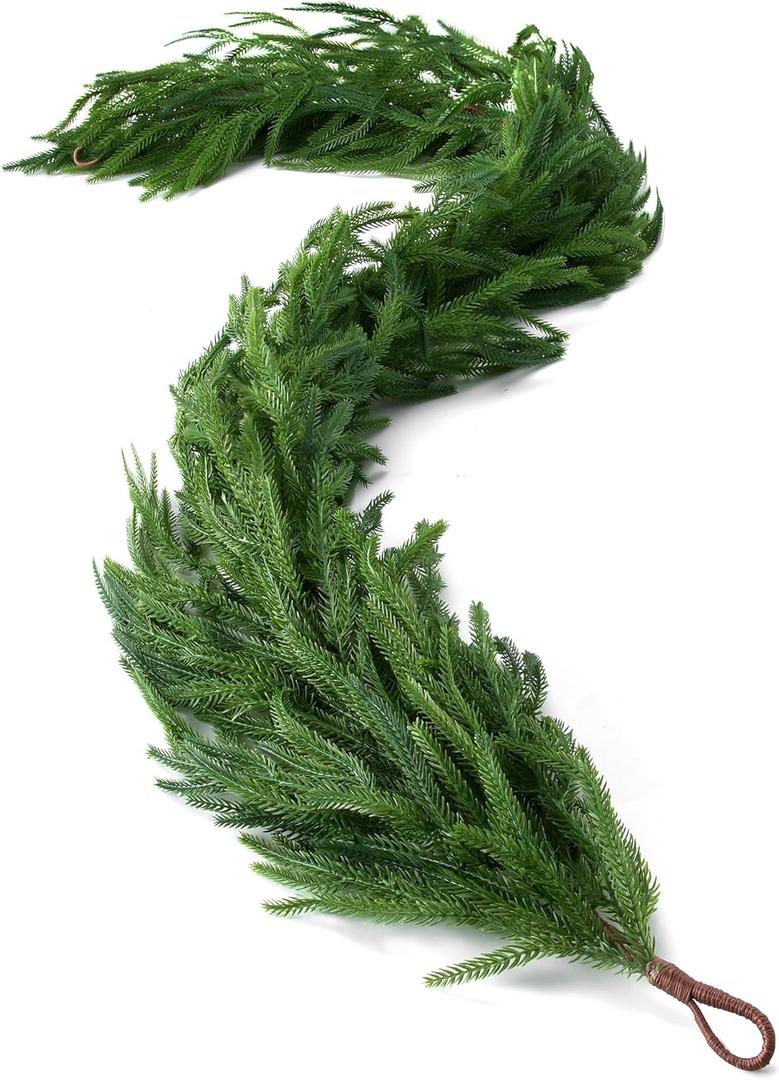 6FT Norfolk Pine Garland,Christmas Garland,Christmas Decorations,High-Density Norfolk Pine Garland