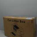 Vivifying Stainless Steel Litter Box, XL Side Entry Extra Large Litter Box with Lid for Big Cats & Kitty, Removable Enclosed Metal Cat Pan with High Sided Enclosure, Scoop, Mat, Footboard (Black)