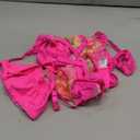 Kaei&Shi Floral Embroidered Garter Belt Set,Sheer Lingerie Sets for Women Sexy,Wedding Night Valentines Boudoir Outfits (4-6, Hot Pink)