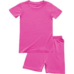 TongKiKi Baby Clothes BABY 2T-10Y Toddler Kids Girls Boys Soft Comfy Short Sleeve Pants and Shirts 2pcs Set Summer Clothing, Short Berry, 5T