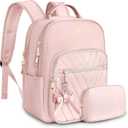 MATEIN Bowknot Cute Backpack Purse, Fashion Mini Shoulder Bag, Waterproof Lightweight Travel Daily Backpack College Handbag for Ladies Women, 2pcs Sets, Pink, Small-12.9 inch