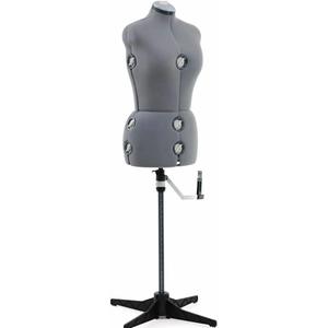 SINGER Female Adjustable Gray Dress Form Fits Sizes 10-18 Pinnable Mannequin Body Torso with 360 Degree Hem Guide, Foam-Backed Fabric Exterior, 12 Dials, Tri-Pod Stand