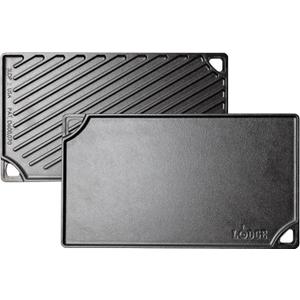 Lodge Double Play Reversible Cast Iron Grill/Griddle Dual-Sided with Double Burner Configuration for Eggs, Pancakes, Burgers & More Seasoned, Non-Toxic Cookware Heavy-Duty Grill Pan Black