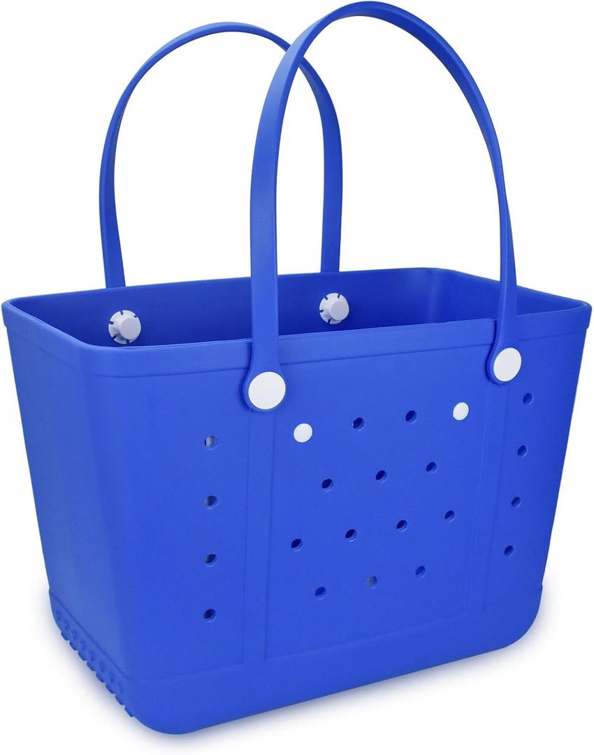 Beach Tote Bag for Women, Rubber Beach Bag Waterproof Sandproof, Extra Large EVA Tote Bag Boat Bag (Gemstone Blue)