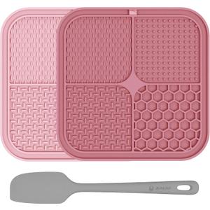 ChefAide 2 Pack Lick Mat for Dogs,Cats,Upgraded 8.58.5 inches Licking Mats with Suction Cups,Slow Feeder Licking Pad for Anxiety Relief and Boredom Reducer,Suitable for Dog Training Set 8 (Berry & Pink)