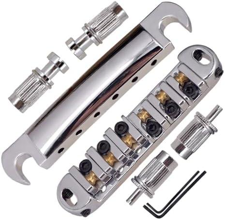 JD.Moon Roller Saddle Bridge ABR-1 Tune-o-matic Bridge Tailpiece Bridge For Les Paul Guitar (Chrome)
