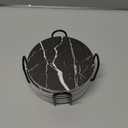 Drink Coasters with Holder Absorbent Ceramic Coasters Set of 6 Black Marble Style, 4 Inches Suitable for Kinds of Cups and Outdoor Picnic