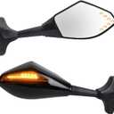 NTHREEAUTO Motorcycle Sway Adjustable Rear Side View Mirrors Integrated with Signal Light Kit Compatible with Suzuki GSXR, Honda CBR600RR, ATV, Yamaha R1, R6, R6S and Kawasaki