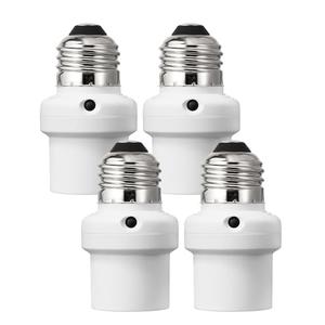 DEWENWILS Light Sensor Socket, E26/E27 Socket Adapter, Automatic Dusk to Dawn, Double Sensors for Porch/Wall Light Fixtures, Compatible with Incandescent/CFL/LED/Halogen, 4 Pack, White, ETL Listed