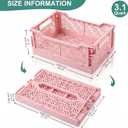6 Pack Small Pastel Plastic Storage Baskets,Mini Collapsible Storage Bins for Desk Drawer Organizer,Colorful Folding Crates for Craft Supplies,Space Saving Containers for Home Office Dorm(8.6×5.8×3.5)