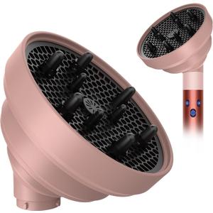 KingKam Upgraded Diffuser Attachment for Dyson Airwrap, Collapsible Travel Hair Diffuser Nozzle for Airwrap, Converts for Dyson Airwrap to Hair Dryer, Foldable and Easy Storage - Light Pink