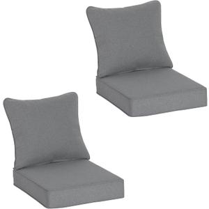 COZYVIDA Outdoor Deep Seat Cushion Set of 2, 24"x24"x5" Seat & 25"x22.5" Back, C0 Water-Resistant, UV-Resistant 1000+ Hrs, 30D Foam with Recycled Fiber Fill,Boho Paisley,Light Grey