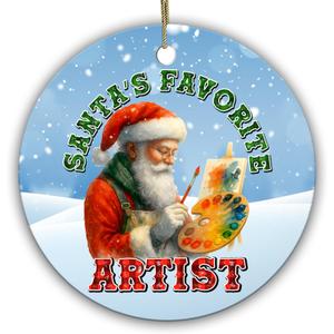 Santas Favorite Artist Ornament Funny for Painters, Designers, Art Teachers Creative Santa Claus Holiday Keepsake 2.9" Ceramic Ornament