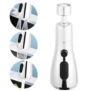 Longing Home 3 Function Sink Extender, Kitchen Faucet Sprayer Head & Swivel Spout Connector - Silver