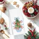 Christmas Chinoiserie Kitchen Towels Decor,Blue Bow Christmas Tree Towels Gifts,Red Lobster Christmas Hand Towels for Bathroom Kitchen,Grandmillennial Decor,16x24 Inches