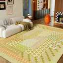Kokia 9x12 Modern Geometric Washable Area Rug for Living Room Green Sage