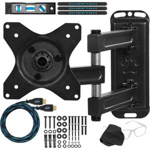 Cheetah ALAMB Articulating Arm Wall Mount fits 12-32" TVs, Ultrawide Monitors & Displays up to 49", 40lbs, VESA 100, 1.3" Profile, Extends to 15", Full Motion Tilt, Swivel, and Rotation