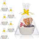 Tatuo 6 Pack Small Woven Basket with Gift Bags and Ribbons Empty Gift Baskets Cotton Rope Storage for Mothers Day Birthday Nursery Wedding Graduation Gifts(7.5 x 6.9 x 2.9 Inches)