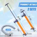 18" X 25" 2 Pcs Hand Bilge Pump with Hose, Portable Manual Water Pumps for Boats, Kayak, Canoe, Dinghy, Heavy Duty Hand Pump Siphon for Marine, Pool, Inflatable Trampoline (Orange and Gray)