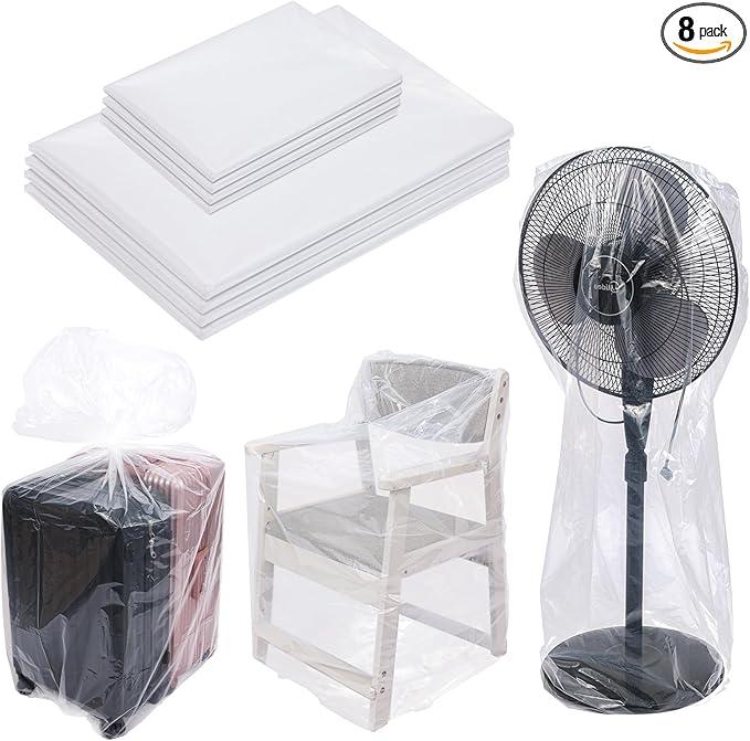 8 Pack Extra Large Clear Plastic Bags, 2 Sizes Large Big Jumbo Giant Storage Bags 40x60 Inches and 32x47 Inches, Heavy Duty Plastic Bags for Luggage, Suitcase, Furniture and Kids Bike