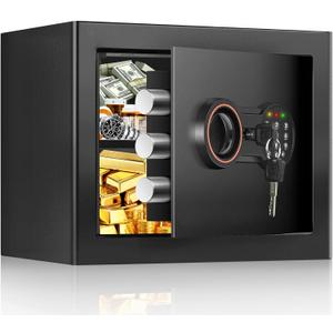 1.0 Cub Small Safe for Home, Mini Safe Box for College Dorm Room
9.8''Dx13.8''Wx9.8''H, Alarm System, LED Light, Wall/Floor Mountable Hidden Safes for Cash, Jewelry, Medicine