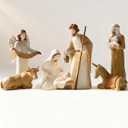 Christmas Nativity Set Indoor: 8-Piece 7.56 Inches Religious Resin Figurines Nativity Scene for Farmhouse Tabletop Decor Holiday Tradition
