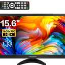 15.6 Inch Computer Monitor 1600x900 Small PC Monitor with HDMI VGA AV BNC USB Ports, 60Hz, 5Ms, VESA, Remote Control, Mini Display Built-in Speakers for Office Home