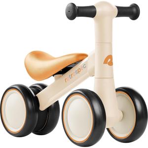 Retrospec Cricket 2 Baby Walker Balance Bike with 4 Wheels for Ages 12-24 Months - First Birthday Gift Toddler Bicycle Toy for 1 Year Olds - Ride On Toys for Boys & Girls (Sandcastle)