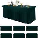 Smiry Spandex Tablecloth 6 Pack, Elastic Fitted Stretch Tablecloth for 6FT Rectangle Tables, Waterproof Washable Table Cover Skirt for Wedding, Banquet & Parties (Hunter Green, 72Lx30Wx30H Inch)