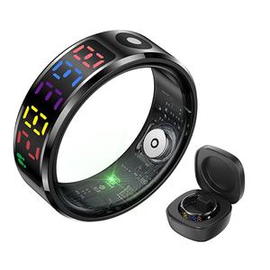 R12 Smart Ring For Men and Women-Fitness Ring With LED Colorful Screen,5ATM Waterproof Fitness Tracker with Heart Rate,Sleep,Blood Oxygen,Steps Tracker,Compatible with Android and IOS (#10, Black)