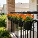 Noamus 3 Pack 10" Hanging Railing Planters Basket, Round Iron Rack Fence Shelf, Metal Wire Flower Pot Holder, Plants Hangers with Detachable Hook for Balcony Garden Indoor and Outdoor (Black)
