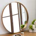 NeuType Round Wall Mirror Large Circle Mirrors for Wall Bathroom Mirror Vanity Wall-Mounted Mirrors Decorative Mirrors for Bedroom Living Room Entryway Metal Wide Frame (Gold, 24")