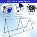 Horizontal Banner Frame 3ft x 7ft Outdoor Banner Stand Sideline Banner A Frame Backdrop Portable Display Stand Weather-Resistant A Stand Sign Holder w/ Carry Bag for Outdoor Indoor Sporting Promotion, Advertising Events Display