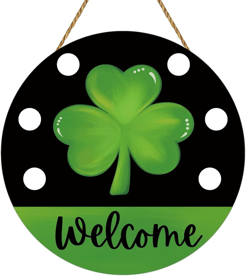 3 x St Patricks Day Decorations St Patricks Day Wreath Shamrock Door Decorations Wooden Shamrock Wreaths for Front Door Hanger Hanging Decor Welcome Sign for Porch Wall Indoor Home Decor