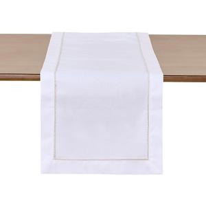 White&amp;Golden Table Runner 36 Inches Long, Table Linen Dresser Scarf for Kitchen Dining Coffee Table Parties Wedding Home Decor (White, 14 x 36)