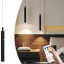 Battery Operated Pendant Light, Battery Chandelier with Remote Control, Rechargeable Hanging Light Fixture with 4000mAh Battery, 3 Color Dimmable, No Wiring, Idea for Bedroom Kitchen Island