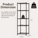 Wire Storage Standing Shelf Rack Tower, Corner Metal Shelving Unit with Adjustable Shelves, Space-Saving Organizer for Garage, Kitchen, Bathroom, 18 * 18 Inch
