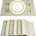 SUEH DESIGN Leather Placemats Set of 6 Reversible Table Mats Heat Resistant Waterproof No-Slip Place Mats for Dining Table Kitchen Parties (A: Light Green & Beige)