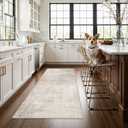 3x6 Washable Hallway Runner Rug: Abstract Stain Resistant Bathroom Kitchen Rug Farmhouse Ultra Soft Bedroom Entryway Print Floor Mat Thin Non-Slip Indoor Carpet for Living Room Laudry(3x6,Beige/Cream)