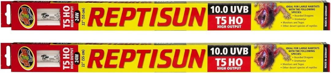 Zoo Med 24 Watt T5 HO ReptiSun 10.0 UVB Lamp, 2pk